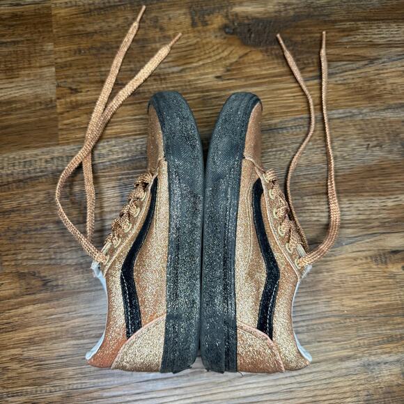 Vans Big Kids size 3 gold glitter Old Skool party lace up shoes - Picture 3 of 8